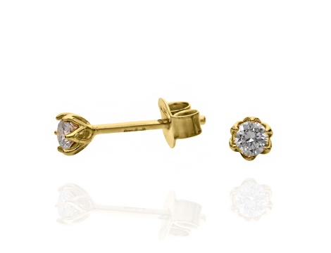 Złote kolczyki próby 0,585 z brylantami 0,18 ct