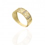 Złoty pierścionek próby 0,585 ze wzorem greckim i cyrkoniami - 3