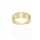 Złoty pierścionek próby 0,585 ze wzorem greckim i cyrkoniami