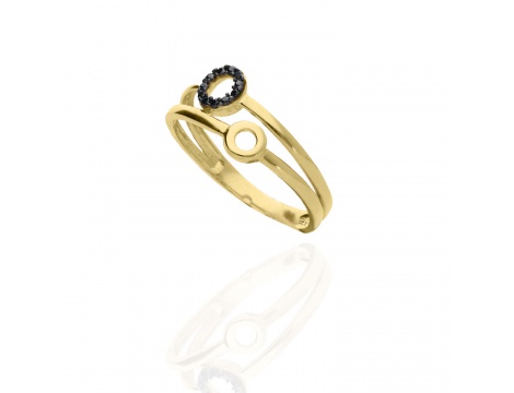 Złoty pierścionek próby 0,585 z dodatkiem czarnych cyrkonii - 2