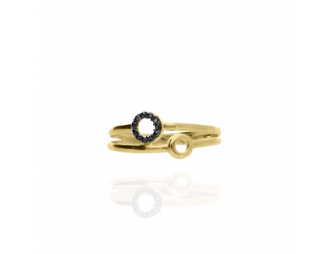 Złoty pierścionek próby 0,585 z dodatkiem czarnych cyrkonii - 3