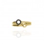Złoty pierścionek próby 0,585 z dodatkiem czarnych cyrkonii - 4