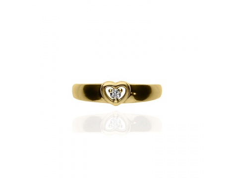 Złoty pierścionek próby 0,585 serce z brylantem 0,06 ct - 3