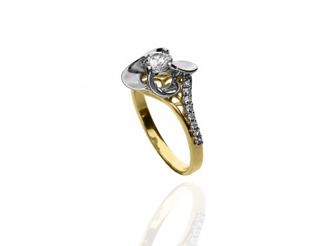 Złoty pierścionek próby 0,585 w kształcie kwiatka - 2